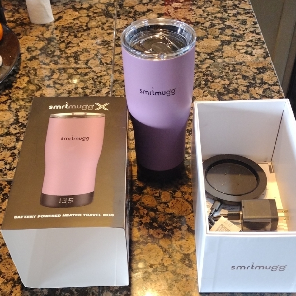 Heated Travel Mug in Lavender and Purple - Battery Powered